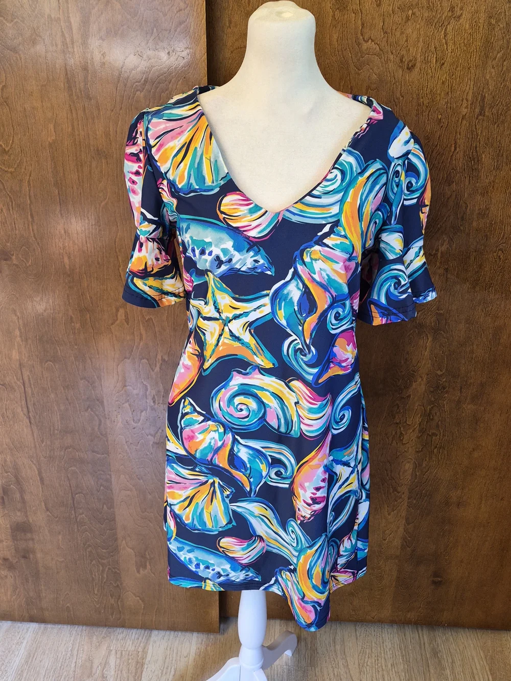 Aryeh Navy Multicolor Shell & Starfish Dress